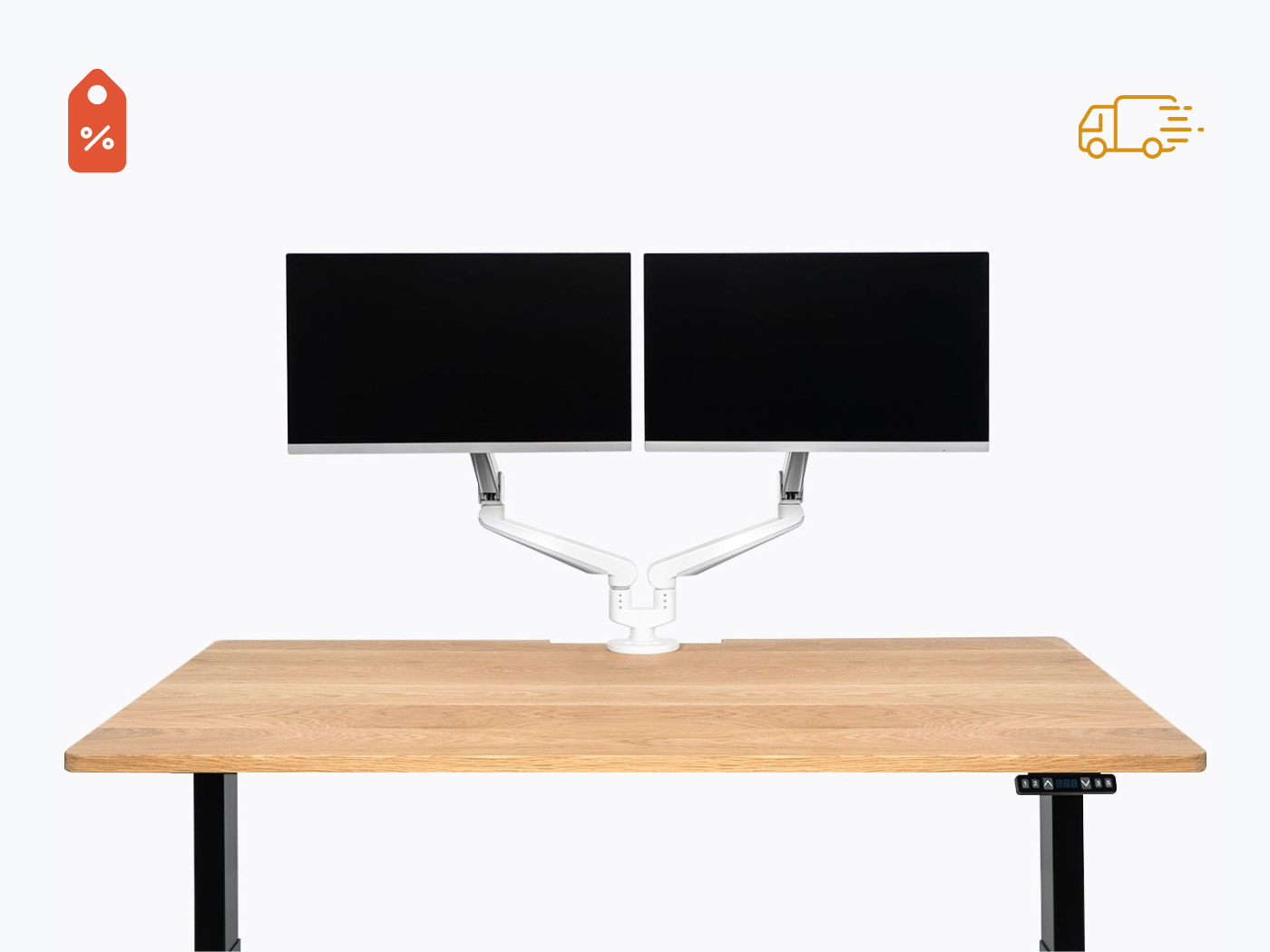 Edge Monitor Arm - Double - White