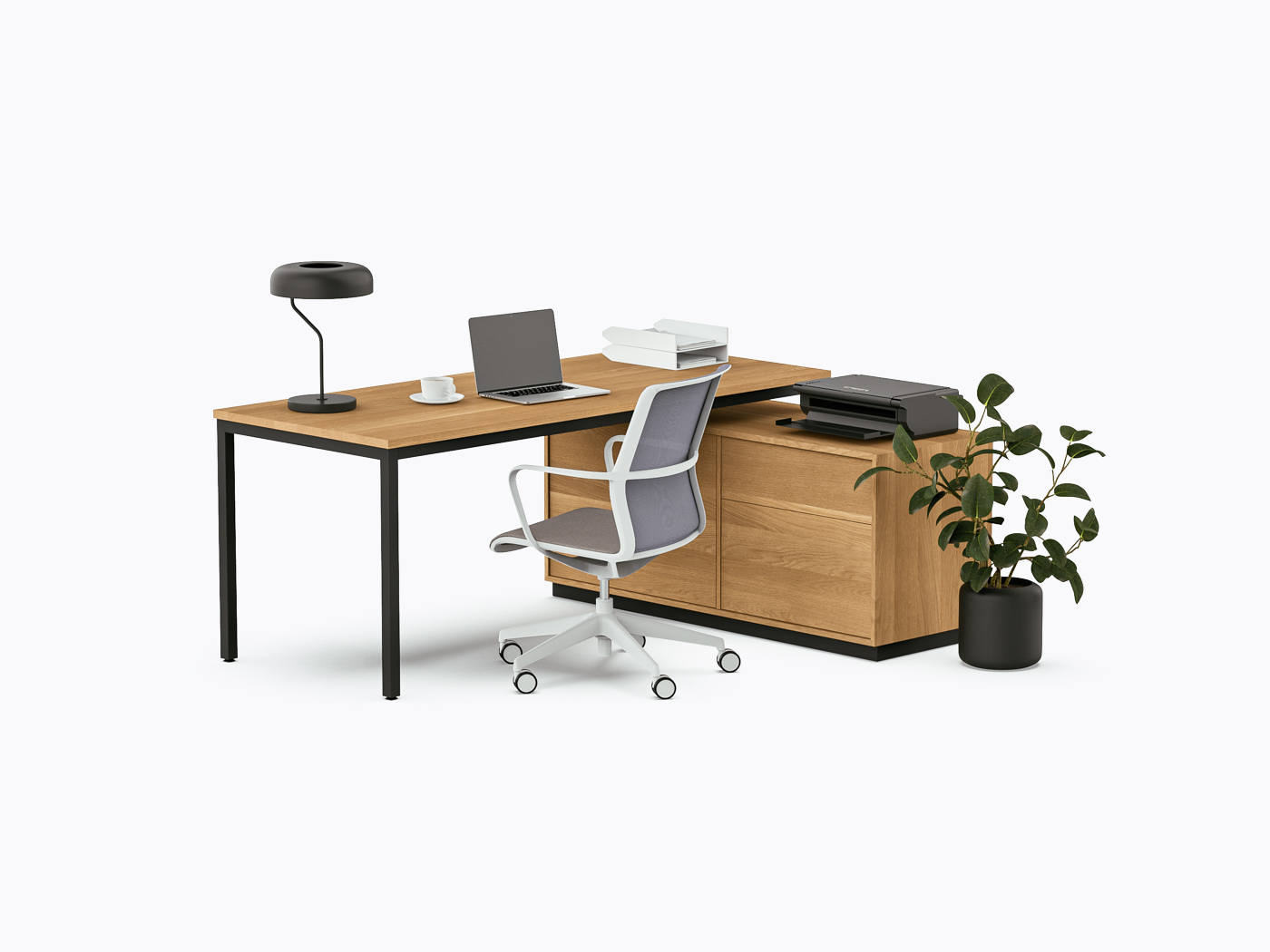 Allais Executive Desk - 55" X 72" - White Oak