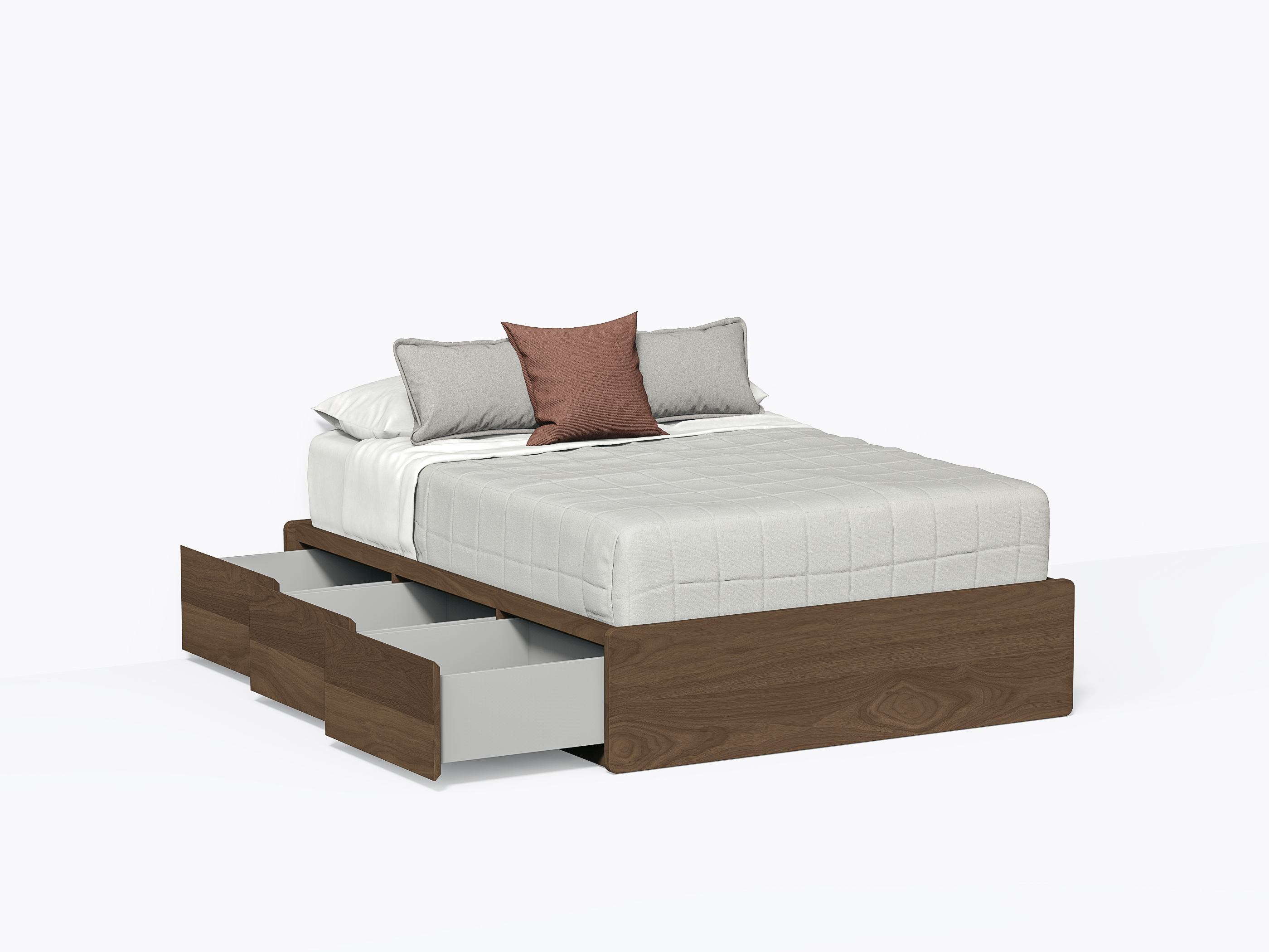 Baxter Bed with drawers - Double - Walnut