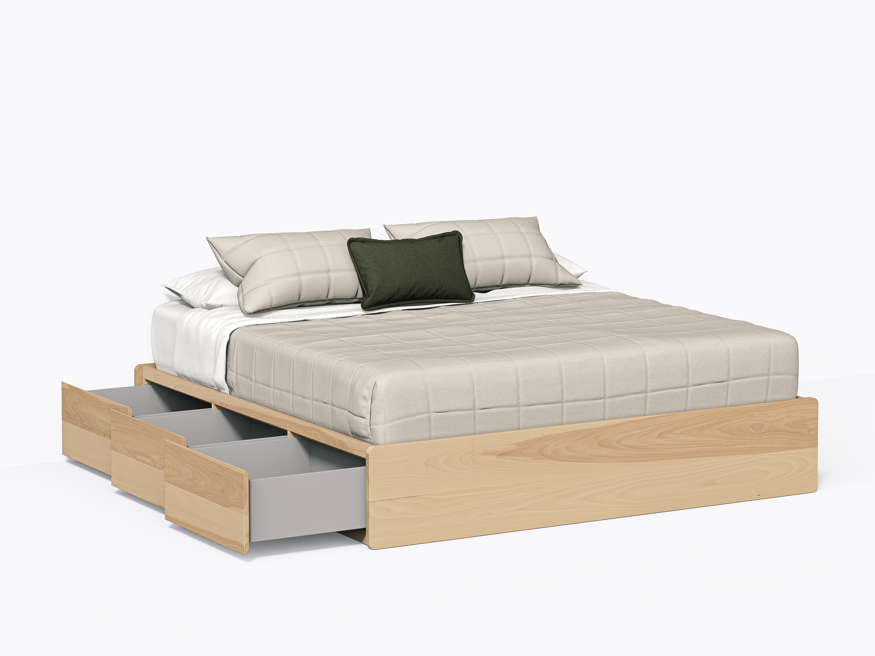 Baxter Bed with drawers - King - Yellow Birch