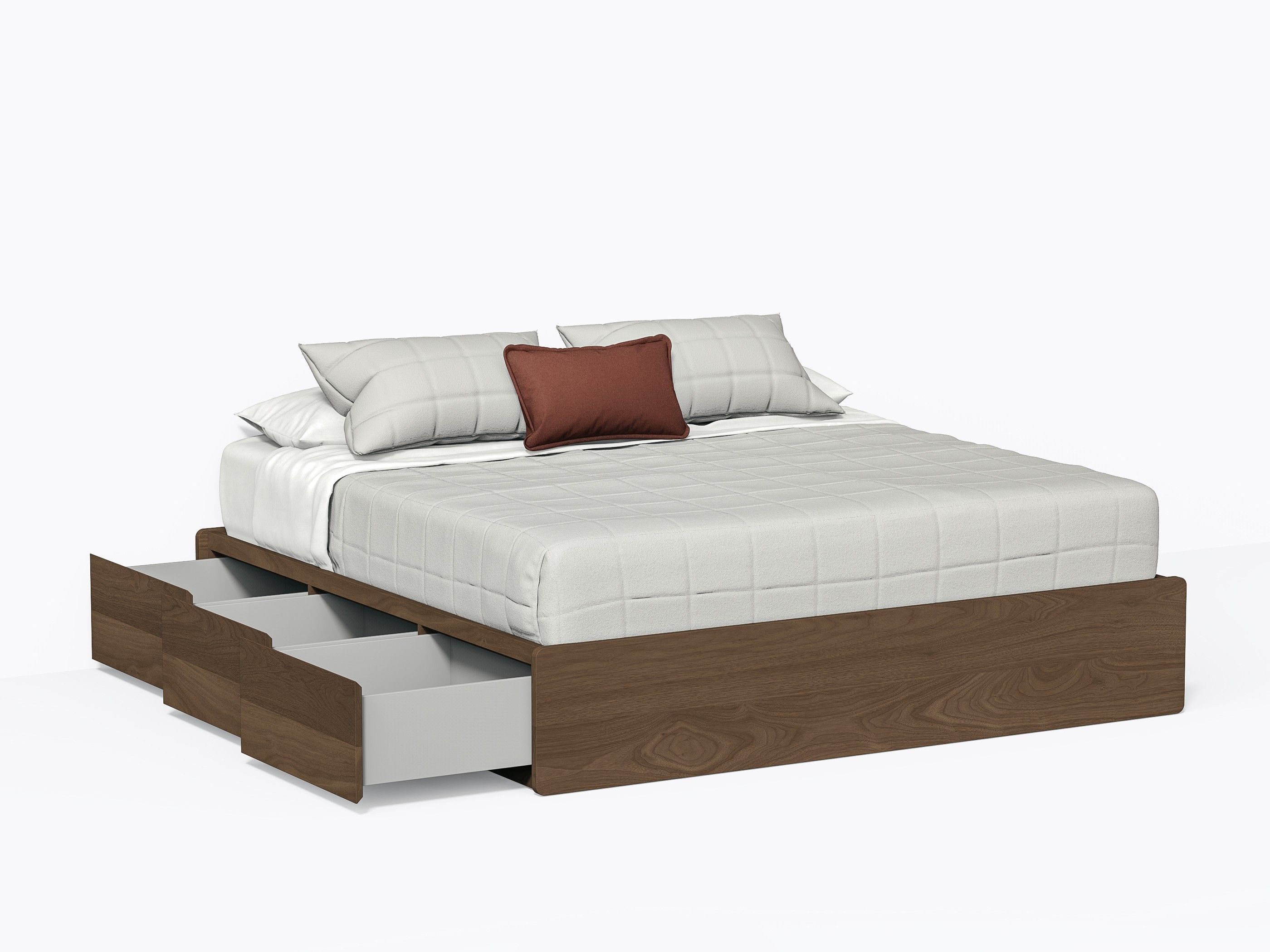 Baxter Bed with Drawers, King in Walnut