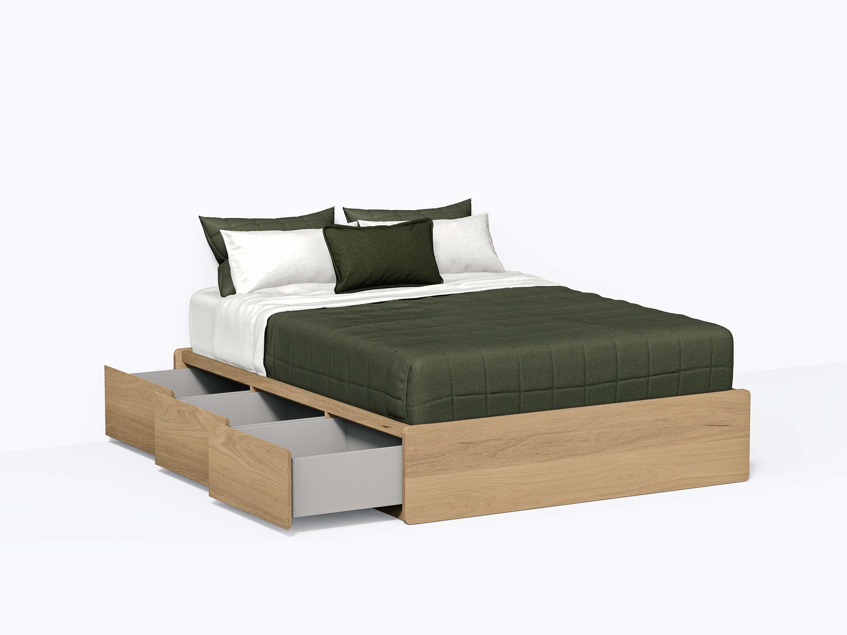 Lit à tiroir Baxter Grand en Chêne Blanc