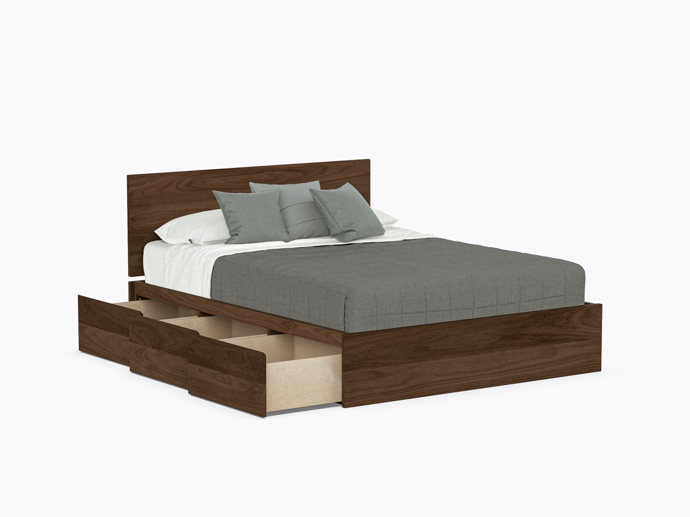 Baxter Bed with drawers - Queen with headboard - Walnut