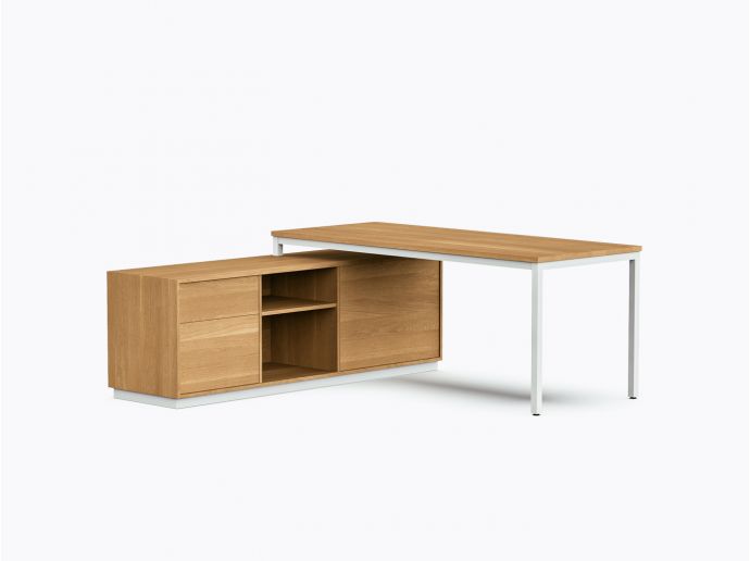 Allais Executive Desk - 72" X 72" - White Oak