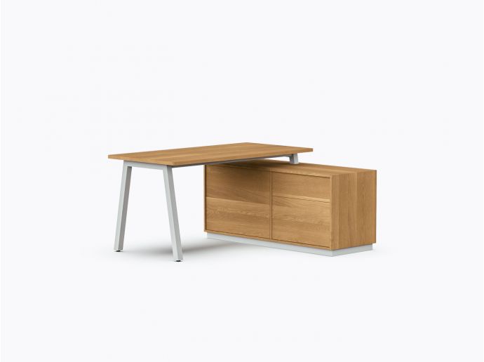 Aoki Executive Desk - 55" X 60" - White Oak