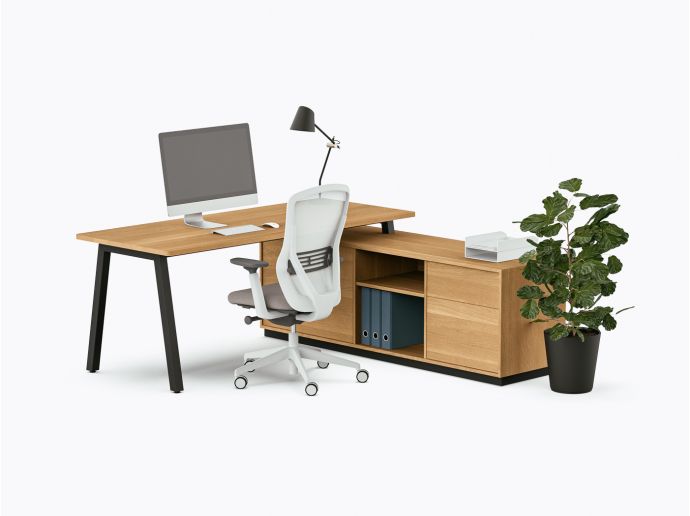 Aoki Executive Desk - 72" X 60" - White Oak