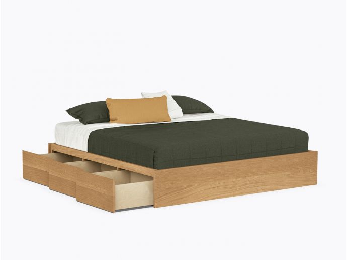 Baxter Bed with drawers - King - White Oak