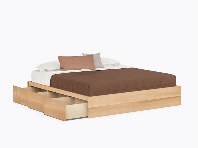 Baxter Bed with drawers - King - Yellow Birch