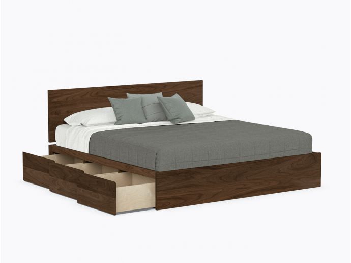 Baxter Bed with drawers - King with headboard - Walnut