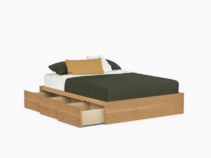 Baxter Bed with drawers - Queen - White Oak