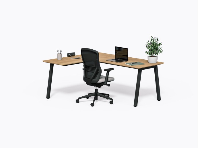 Aoki L Desk - 72" x 60"  - White Oak