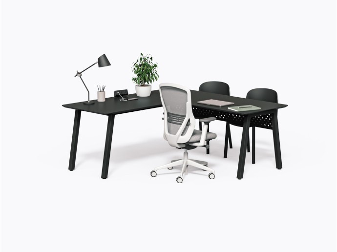 Bureau Aoki L - 72" X 72" - Stratifié noir