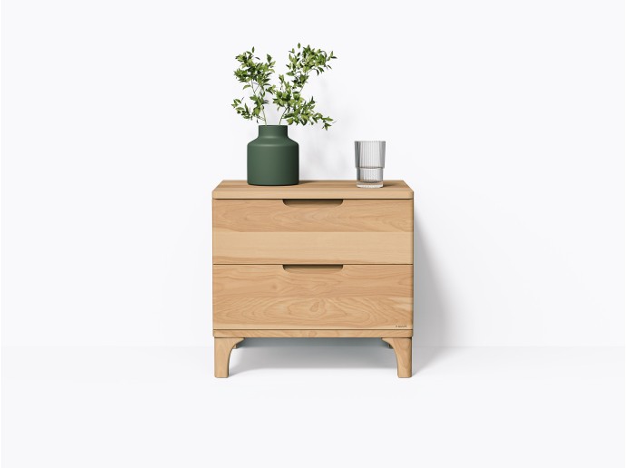 Bastiat Nightstand 22" with 2 Drawers, in Yellow Birch