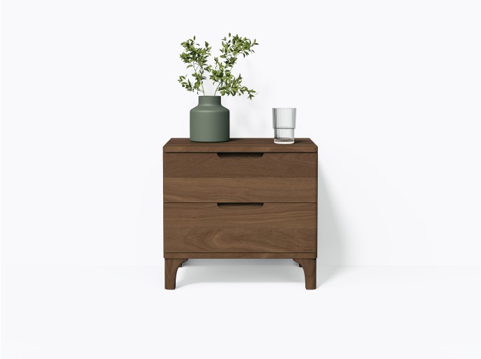 Bastiat Nightstand 22" with 2 Drawers, in Walnut
