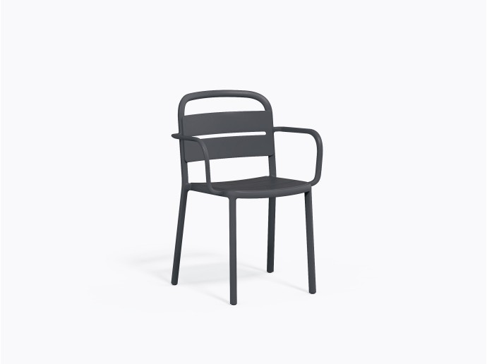 Chaise avec accoudoir Como - Gris foncé