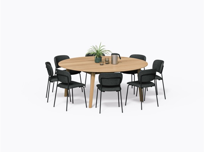 Cournot Dining Table 72"D in White Oak