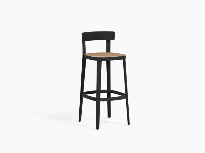 Tabouret Folk Cane 2927 en Noir / Noir
