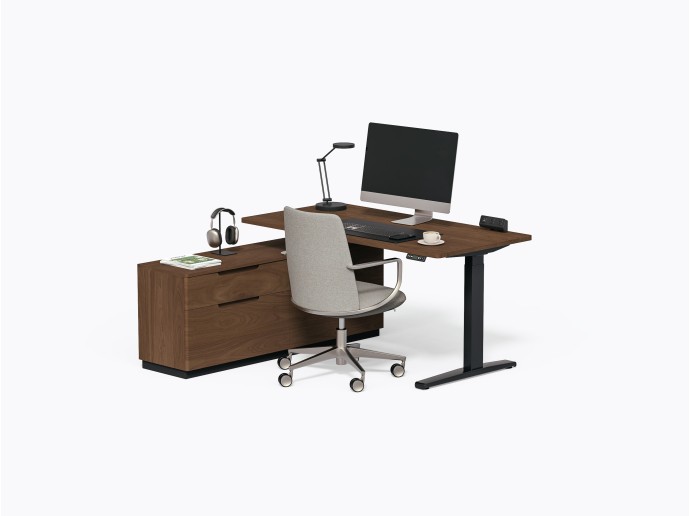 Bureau assis-debout exécutif Gale  60" x 60" en Noyer