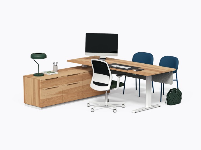 Gale Executive Desk 84" x 72" in Yellow Birch