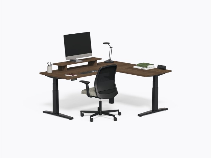 Bureau en L assis-debout Gale L 72" x 60" en Noyer