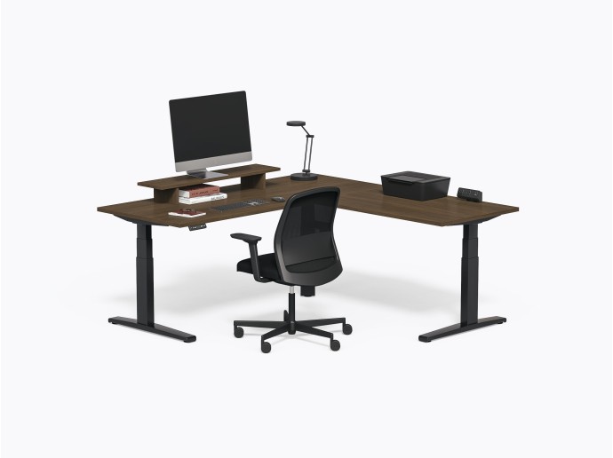 Bureau en L assis-debout Gale L 72" x 72" en Stratifié fini Noyer