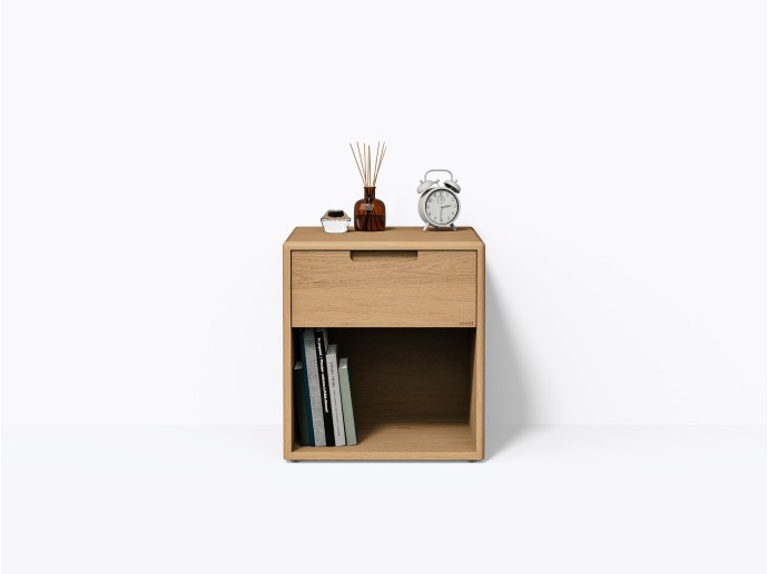 Kane Nightstand 18" with Upper Drawer, in White Oak