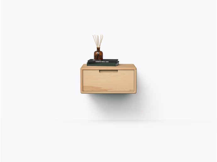 Kane Wall-mounted Nightstand 18" with 1 Drawer, in Yellow Birch