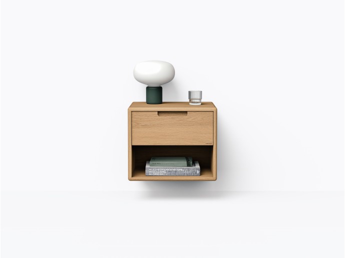 Table de chevet murale Kane 18" avec tiroir + espace, en Chêne blanc