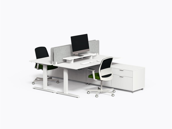 Îlot de travail Milton - Stratifié blanc - Diviseur feutre