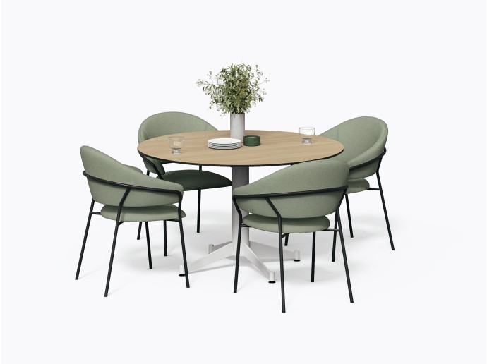 Norman XL Table - D48" - Compact HPL laminate, Bleached Oak finish