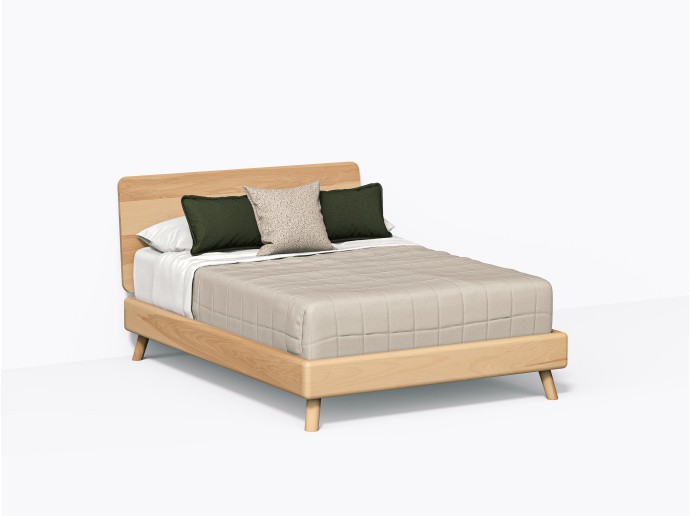 Roll Bed, Double with headboard in Yellow Birch