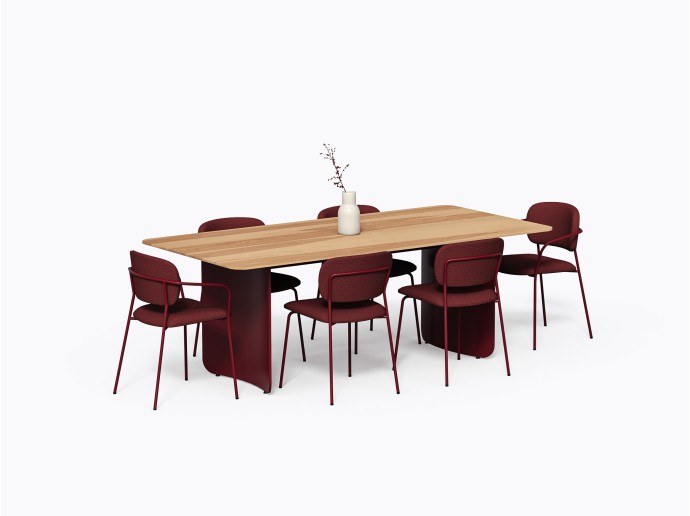 Table à manger Valla 40" X 84" en Merisier et rouge