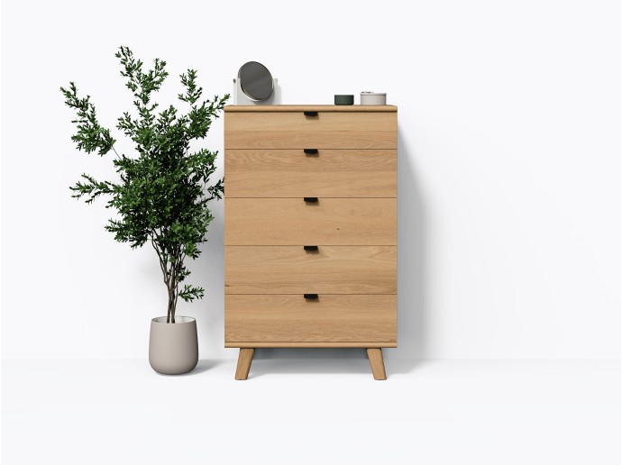 Commode Wallace 32" / 5 tiroirs en Chêne Blanc