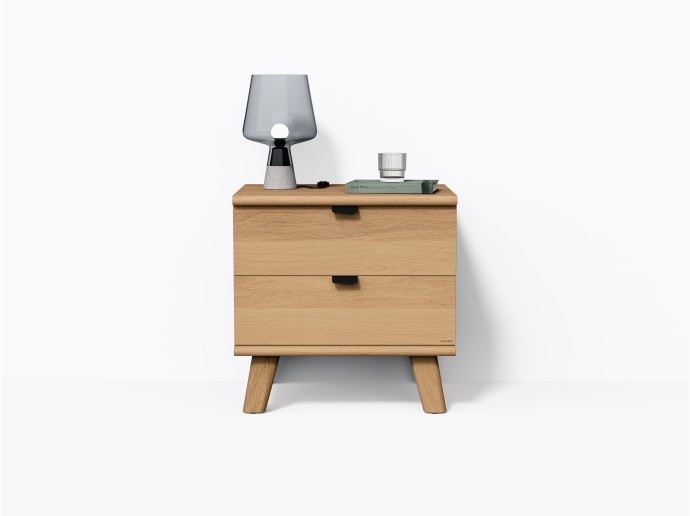 Table de chevet Wallace 22" avec 2 tiroirs, en Chêne blanc