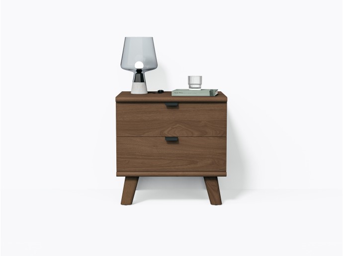 Table de chevet Wallace 22" avec 2 tiroirs, en Noyer