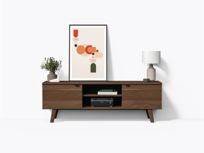Wallace TV Stand 72" in Walnut w/ Doors