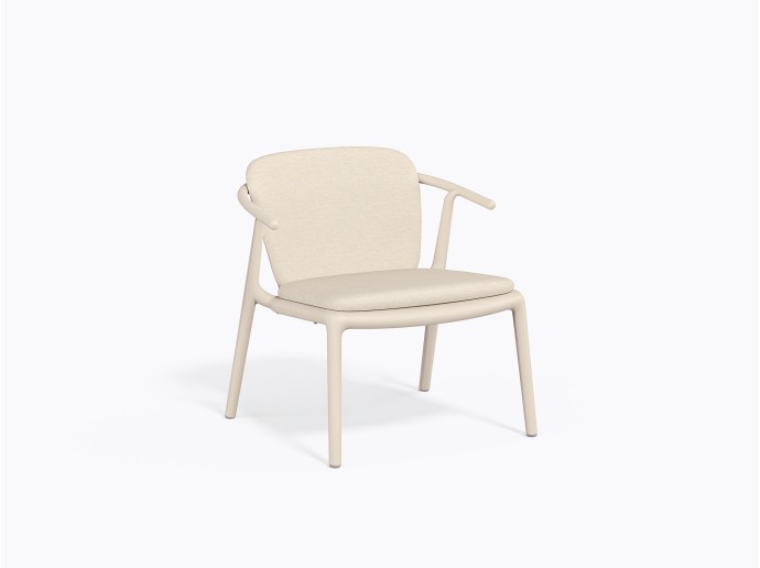 Chaise Lounge Woody en Blanc Ivoire en Avec coussin