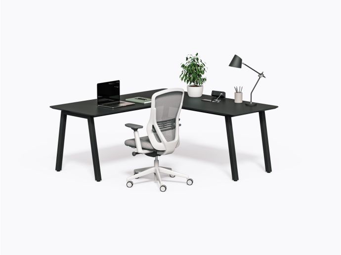 Aoki L Desk - 72" X 72"  - Black Laminate