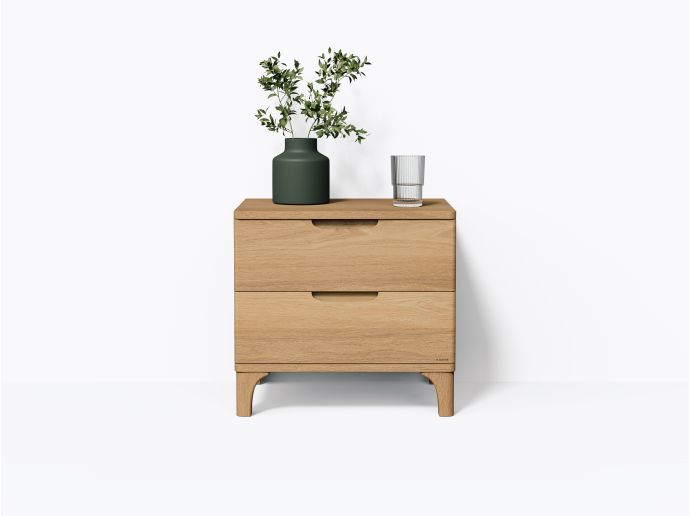 Table de chevet Bastiat 22" 2 tiroirs - Chêne Blanc