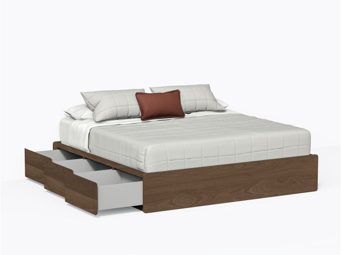 Baxter Bed with Drawers, King in Walnut