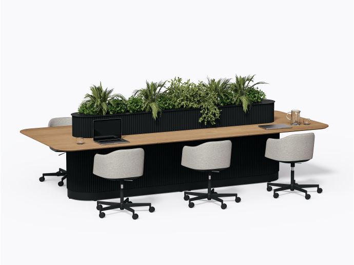 Îlot de travail Dupont - 144" - Chêne / Noir