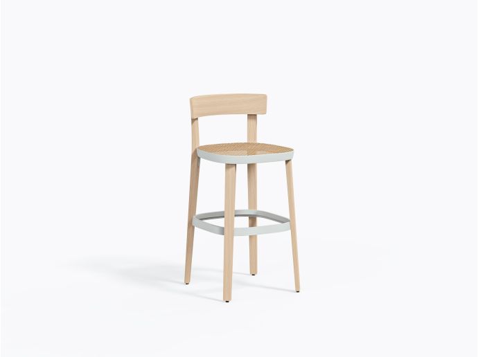 Tabouret Folk Cane 2926 - Frêne / Blanc Bi100