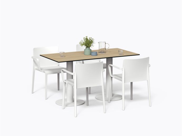 Olson Bistro Table - 28" x 56" X 29.5"(h) - Compact HPL laminate, Bleached Oak finish