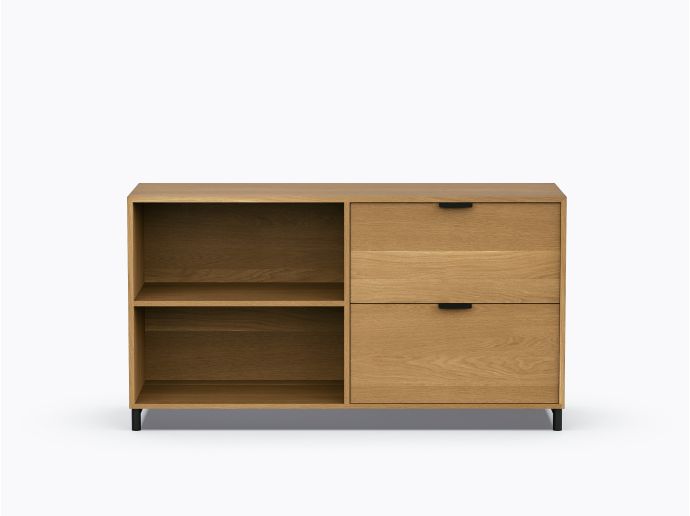 Rangement Ricardo Double avec 2 tiroirs en Chêne Blanc