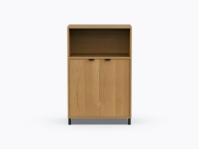 Rangement Ricardo Étagère avec 2 portes en Chêne Blanc