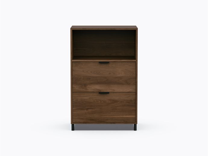 Rangement Ricardo Étagère avec 2 tiroirs en Noyer