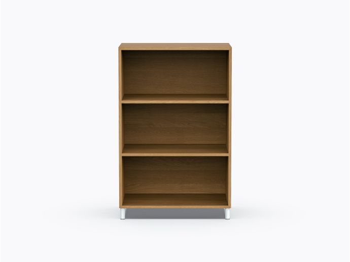Ricardo Shelf Storage all open in White Oak