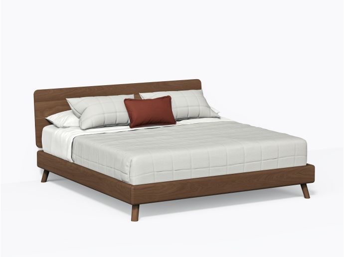Roll Bed,  King with headboard in Walnut