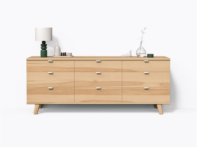 Commode Wallace 84" 9 tiroirs - Merisier