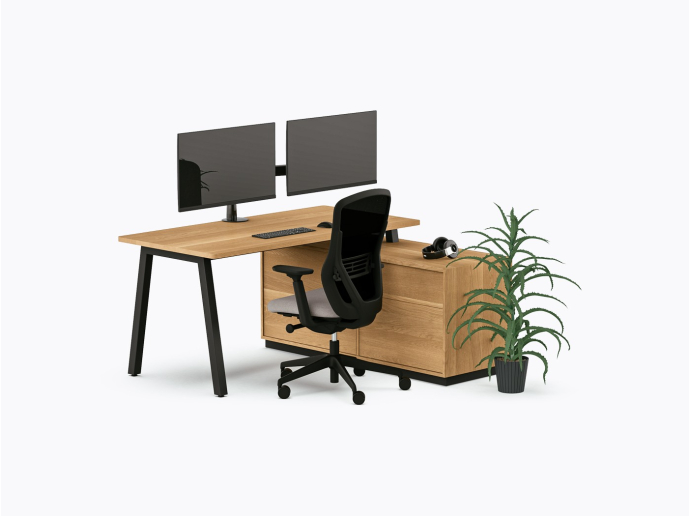 Bureau exécutif Aoki - 55" X 60" - Chêne Blanc